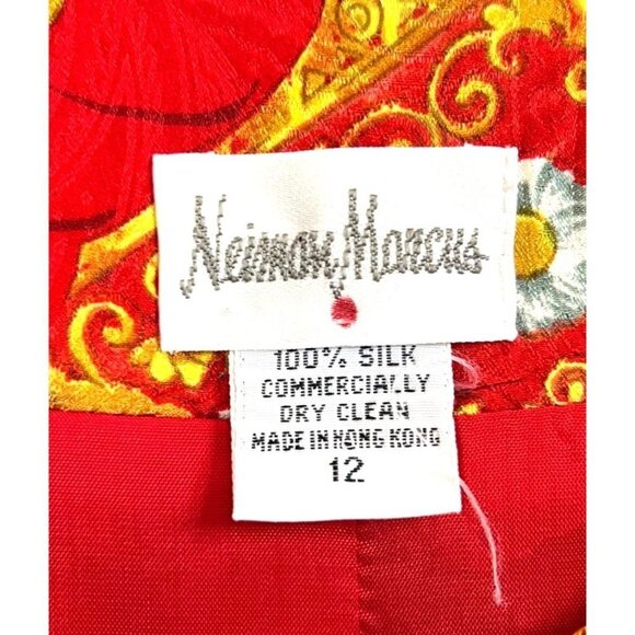 Neiman Marcus Jacket Women Size 12 Multi Baroque Printed 80"s Silk DB Vintage - Picture 3 of 5